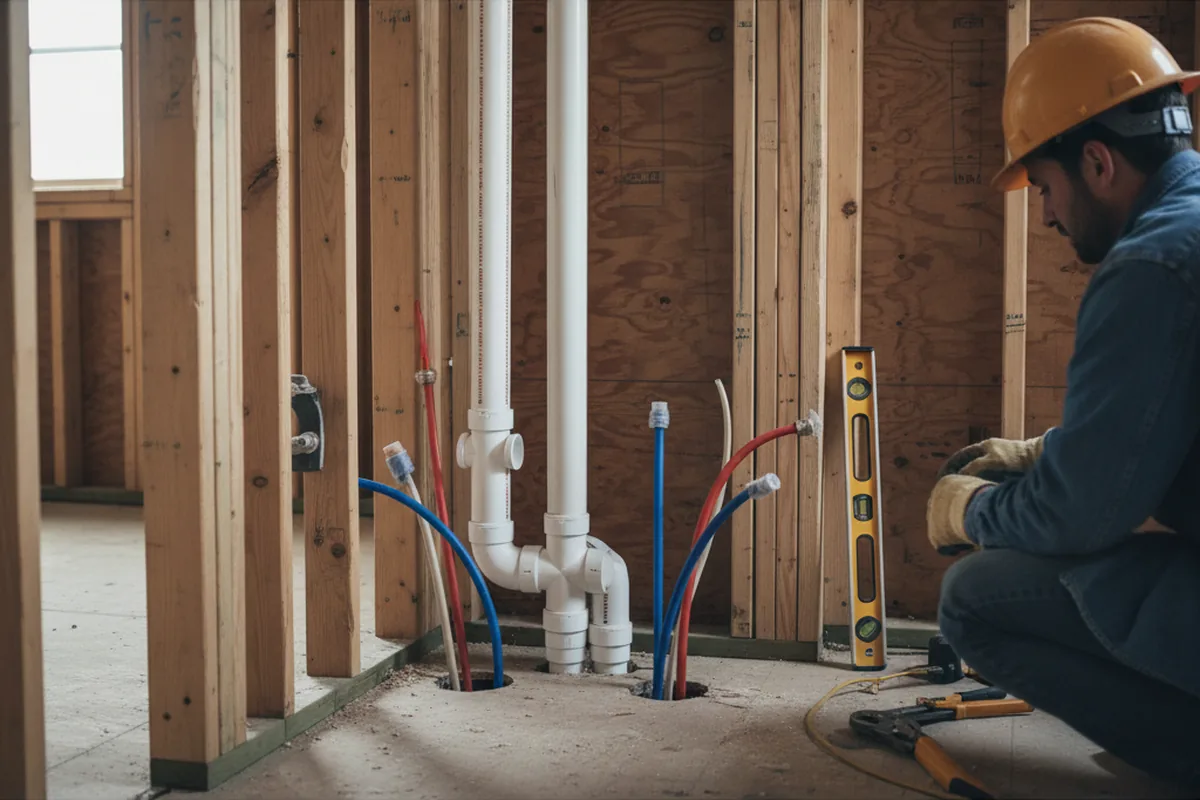 Drain and supply rough-in during Toilet Repair and Installation in Funston