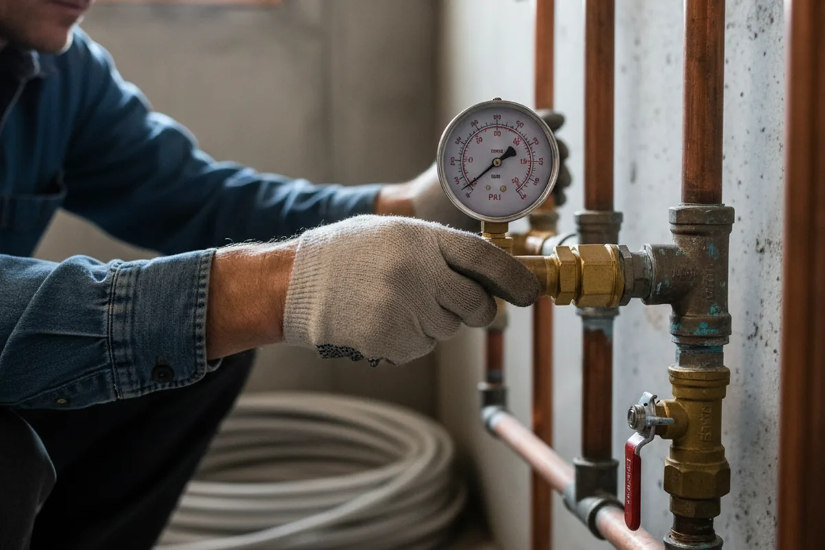 Pressure testing a repaired line during Water Line Repair in Funston