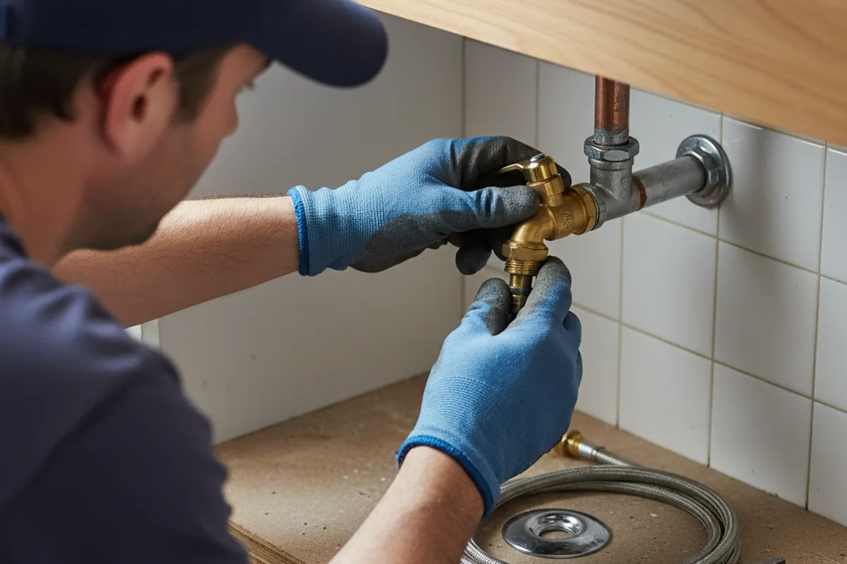 Shutoff valve and fitting work during Emergency Plumbing in Funston
